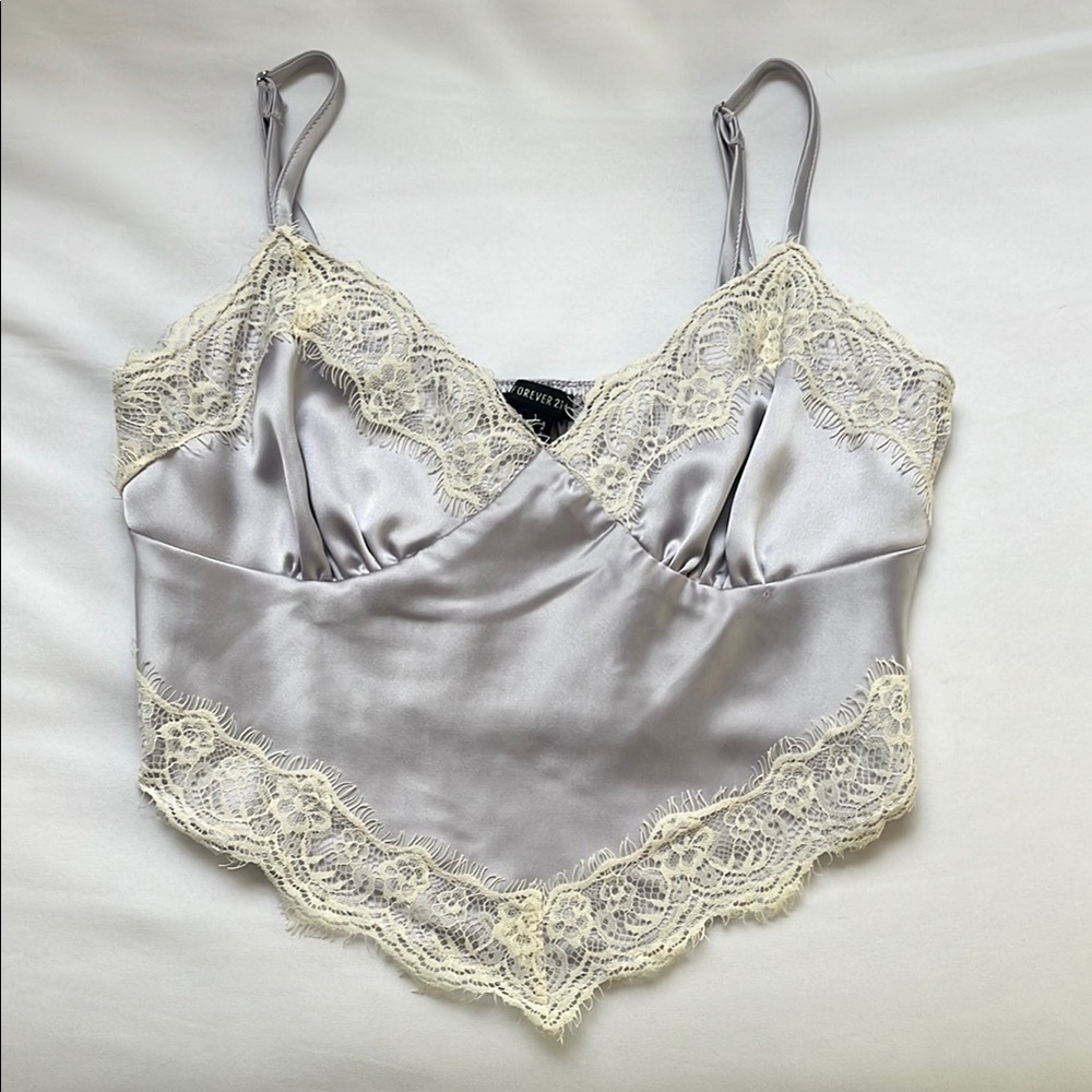 Lavender Lace Trim Satin Camisole